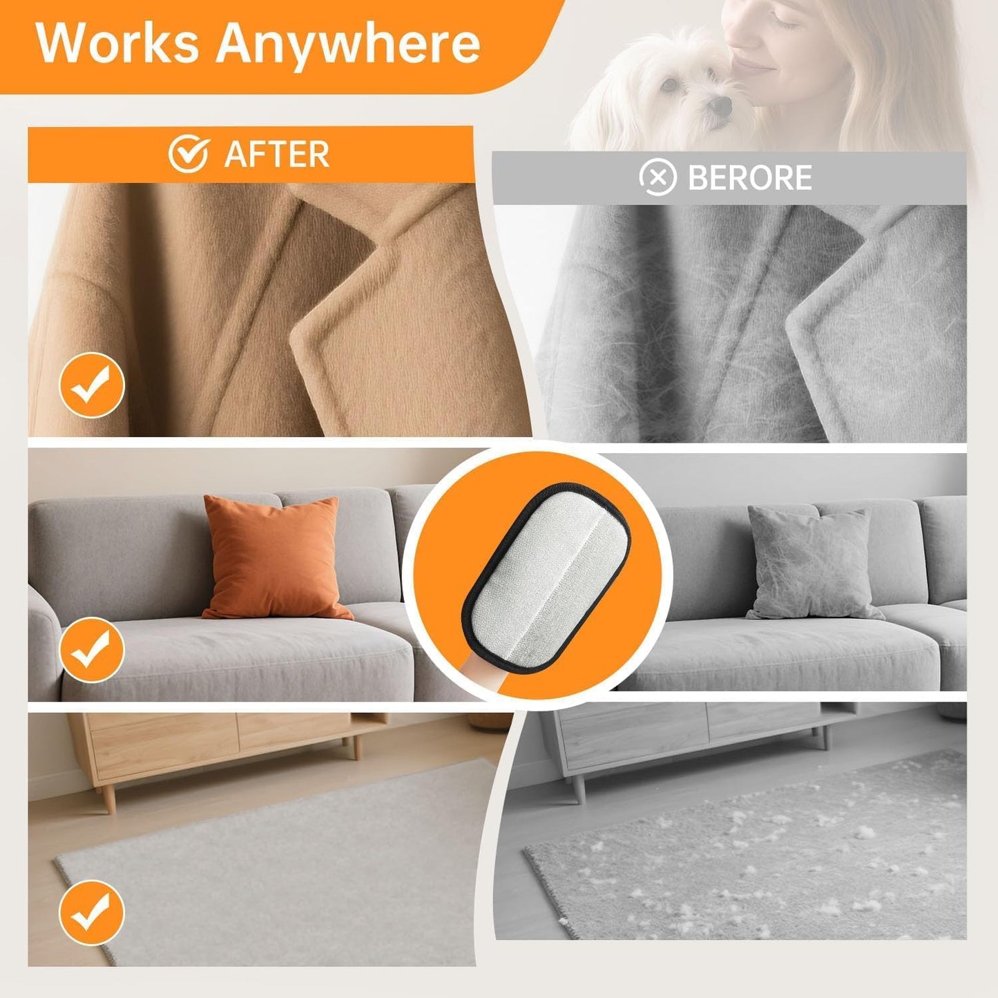 Pet Hair Removal Gloves (Pack of 2)